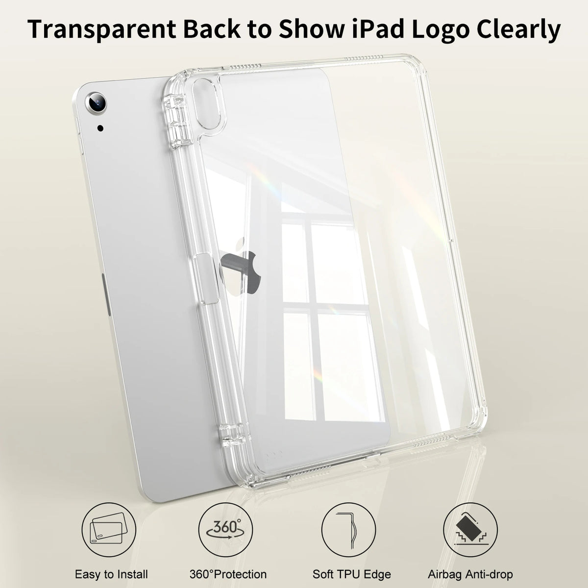 Clear Hard Back Case for iPad with Detachable Sliding Cover