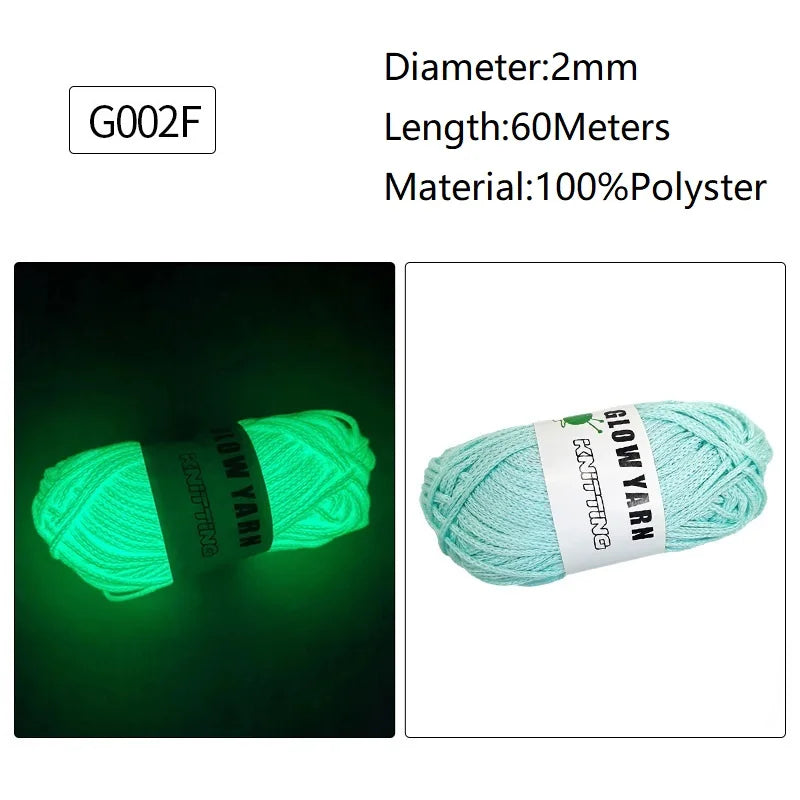 A spool of glow-in-the-dark light green polyester yarn for knitting and crochet