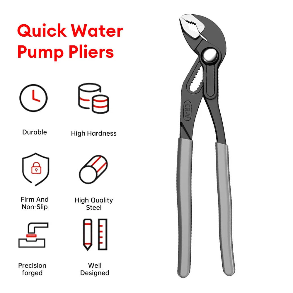 Quick-Release Water Pump Pliers with Adjustable Grip