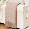 Oversized Chunky Knit Throw Blanket with Tassels