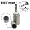 Close-up of a stainless steel hexagonal handle and driver bit for drills and impact drivers.