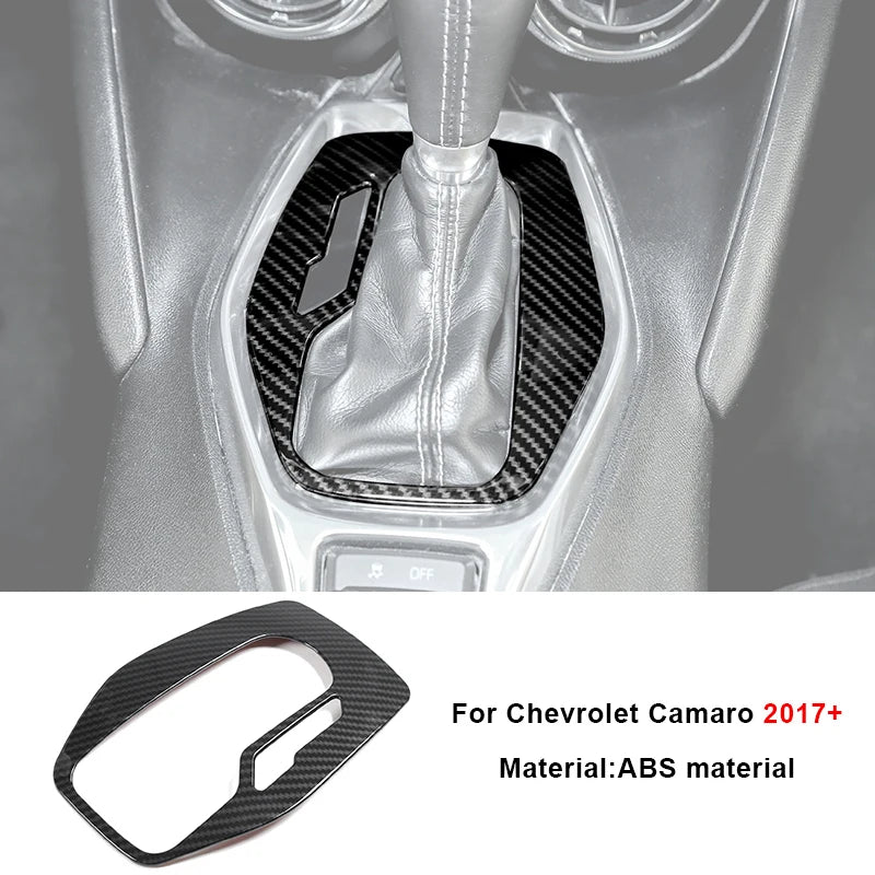 Carbon fiber interior trim kit for Chevrolet Camaro 2017+ featuring an ABS material component.
