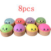 Acht bunte Glitzer-Squishy-Dumpling-Sensorikspielzeuge in verschiedenen Pastellfarben und Formen.