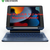 A blue magnetic keyboard case with a trackpad for an iPad 10.2-inch device.