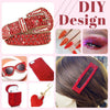 DIY design featuring red rhinestone bracelets, earrings, and hair accessories for craft decoration