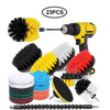 A collection of 23 drill brush cleaning tools including various bristles, foam tips, and extensions for detailing.