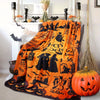 Spooky Halloween Flannel Throw Blanket with Witch Silhouette Design
