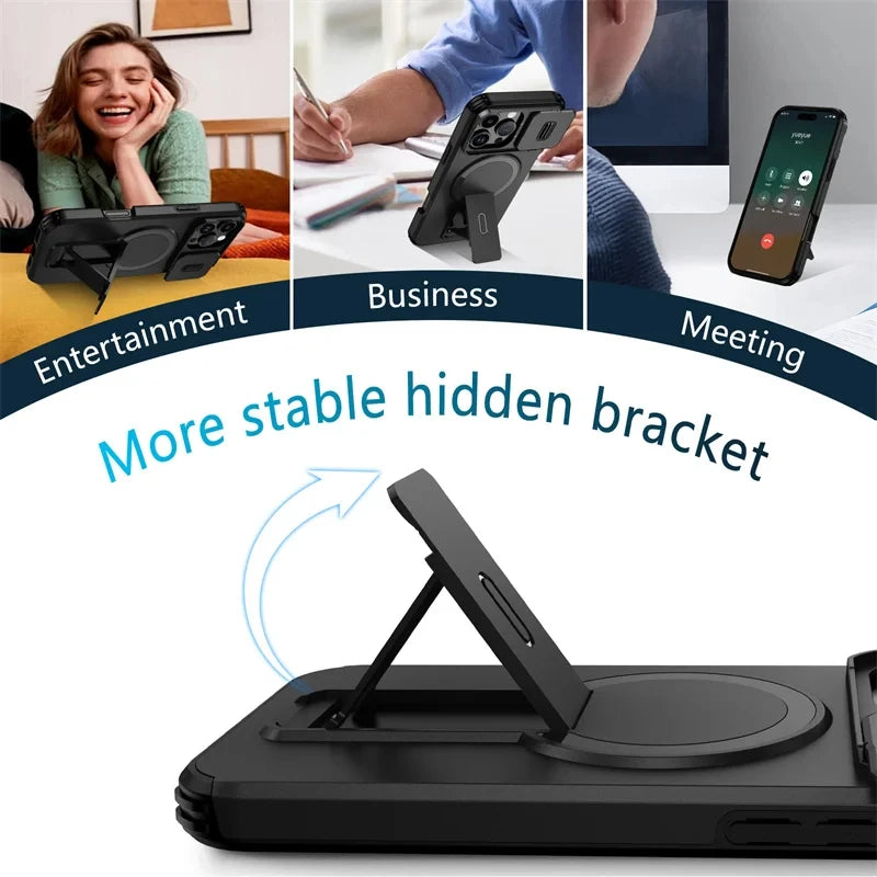 Funda para Teléfono con Soporte Magnético y Protección de Lente