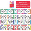 A set of 36 telling time flash cards and boxes for early learning featuring various clock faces.