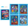 A set of six pages from a Magic Water Book featuring colorful cartoon characters and scenes for children's painting.