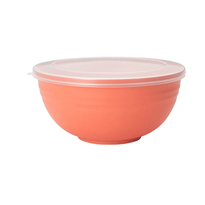 An orange plastic airtight storage bowl with a matching lid.
