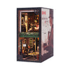 A box set for an Eternal Bookstore DIY Book Nook Kit featuring a detective agency theme with LED lighting.