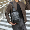Men's Waterproof PU Leather Crossbody Bag with Geometric Pattern