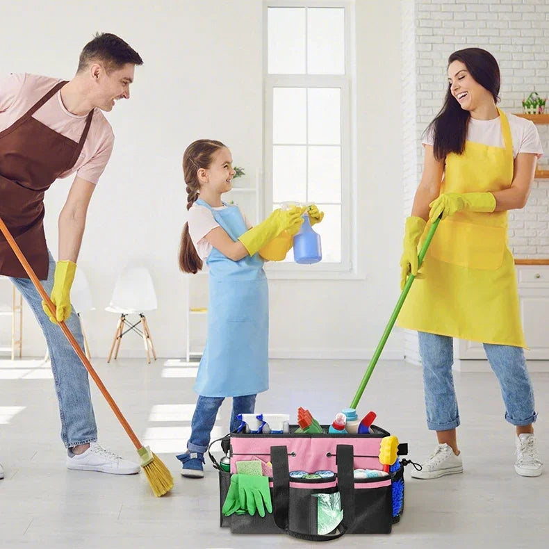 Large-Capacity Cleaning Tool Organizer Bag with Detachable Apron