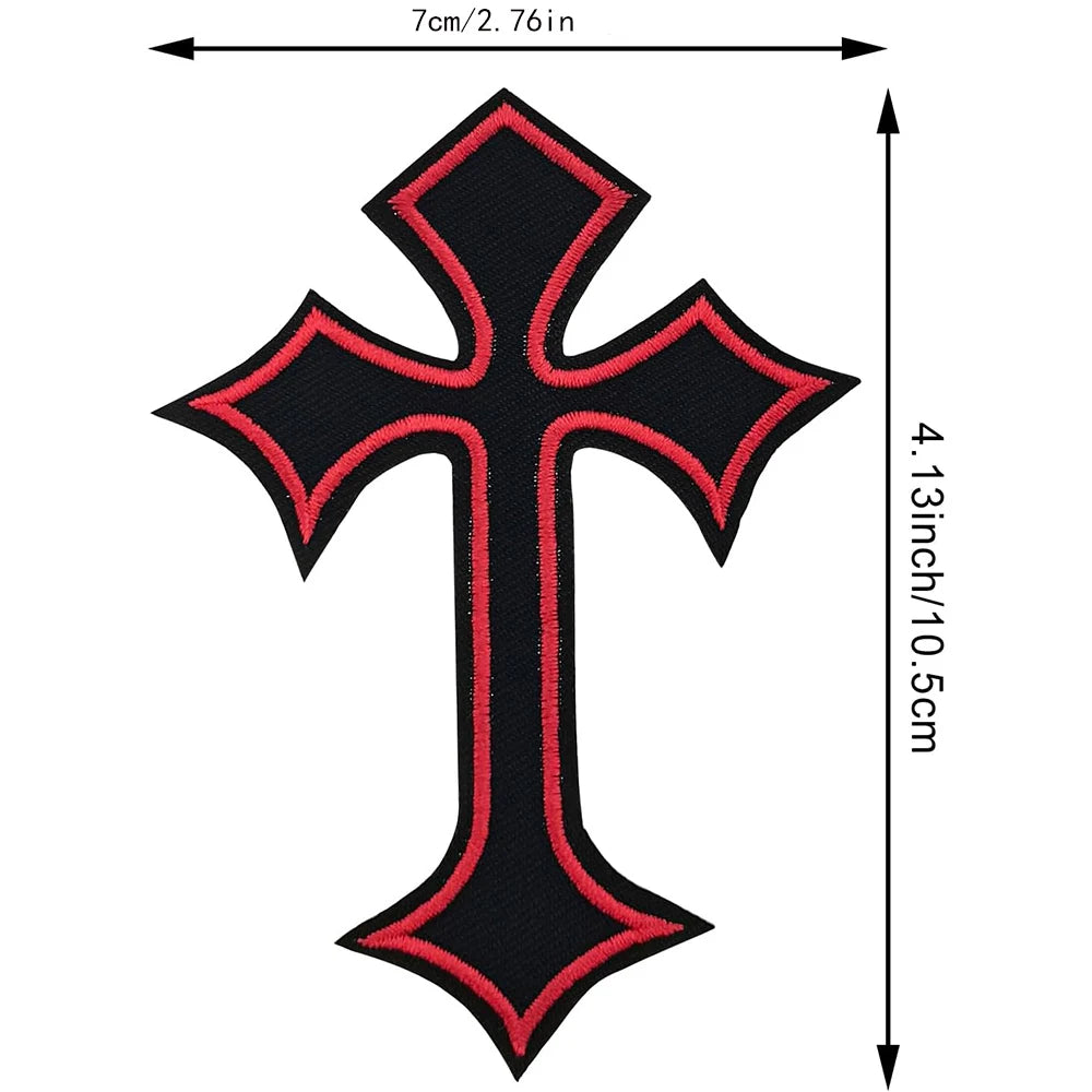 Embroidered Cross Patches with Iron-On Backing (Set of 10)