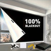 A large flat-screen TV displaying 100% blackout, with self-adhesive blackouts and accessories shown below.
