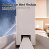 A white sealing strip is installed on a window frame, designed to block rain.