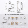 Set of waist tightener buttons including curved and flat hooks and nail buckles
