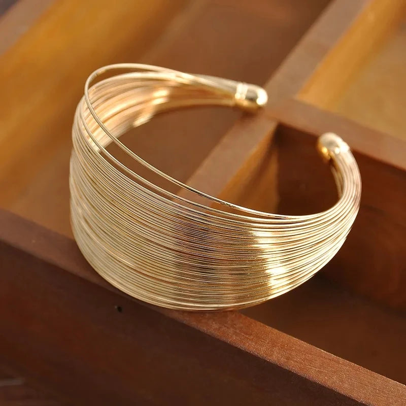 Gold Geometric Twist Cuff Bracelets