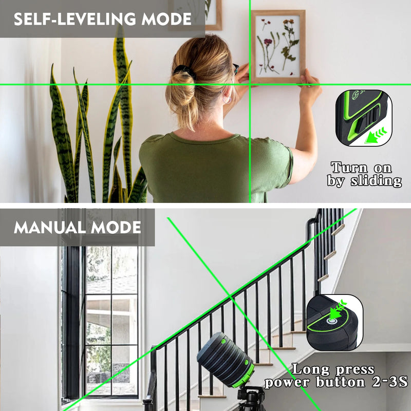 Self-Leveling Green Laser Level with Cross-Line Projection