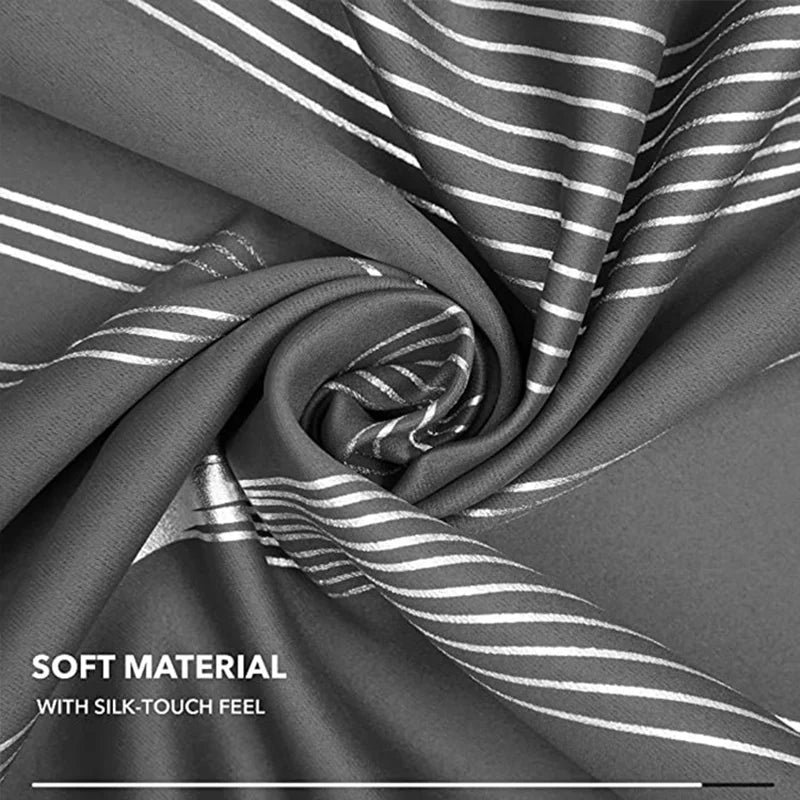 Silver Wave Pattern Blackout Curtains with Thermal Insulation and Noise Reduction