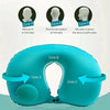A teal inflatable U-shaped travel neck pillow showing three zones: Zone A, Zone B, and Zone C.