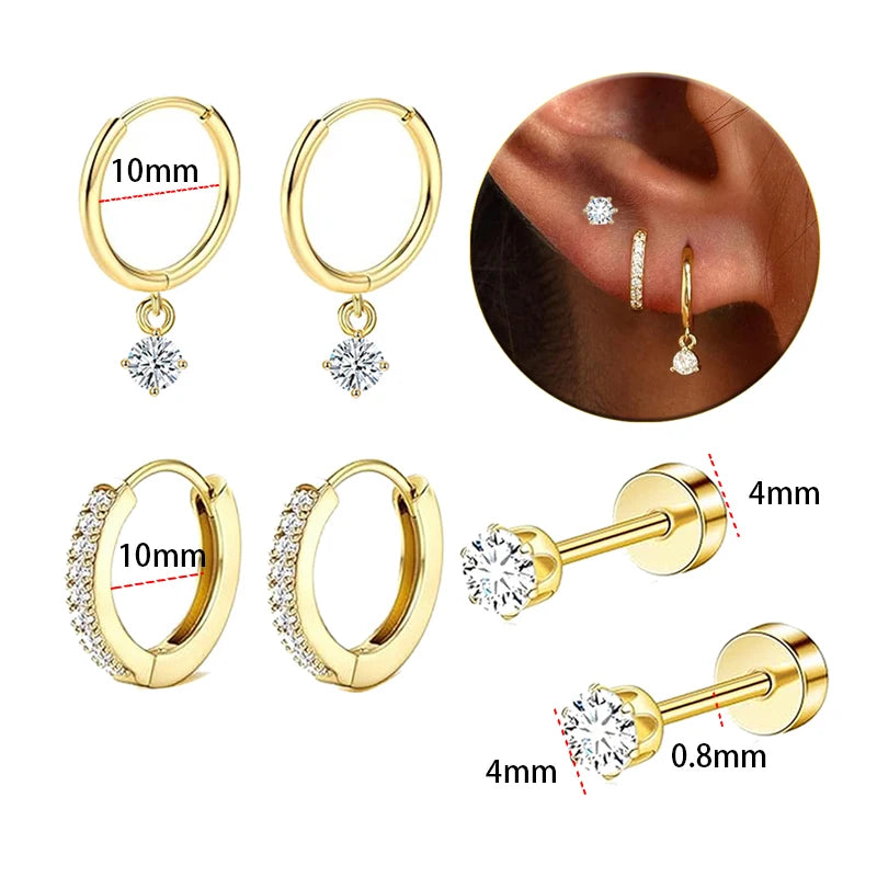 Moon-Shaped Stainless Steel Flatback Earrings