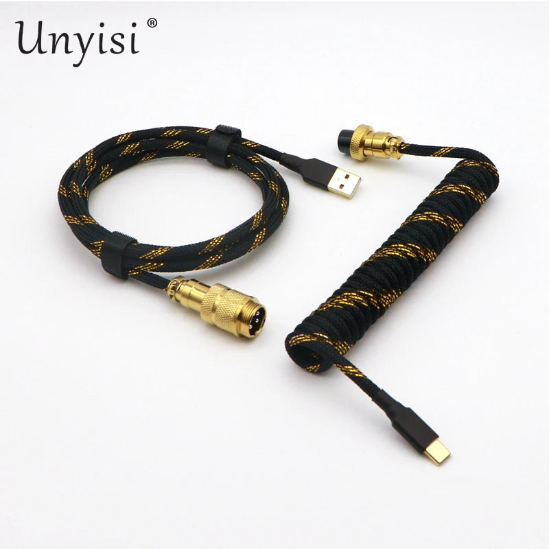 Handcrafted Coiled USB-A to Type-C Cable for Mechanical Keyboards