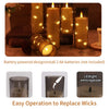A set of battery-powered LED candles with twinkling string lights and a glass holder for easy operation.