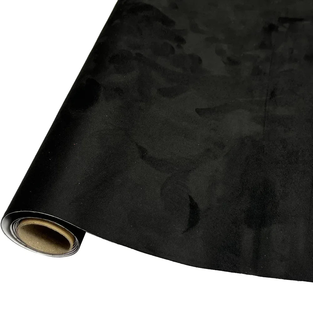 Roll of black suede fabric for DIY car interior and home decor