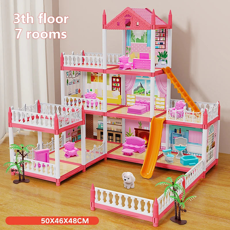 Enchanted Princess Castle DIY Dollhouse with LED Lights