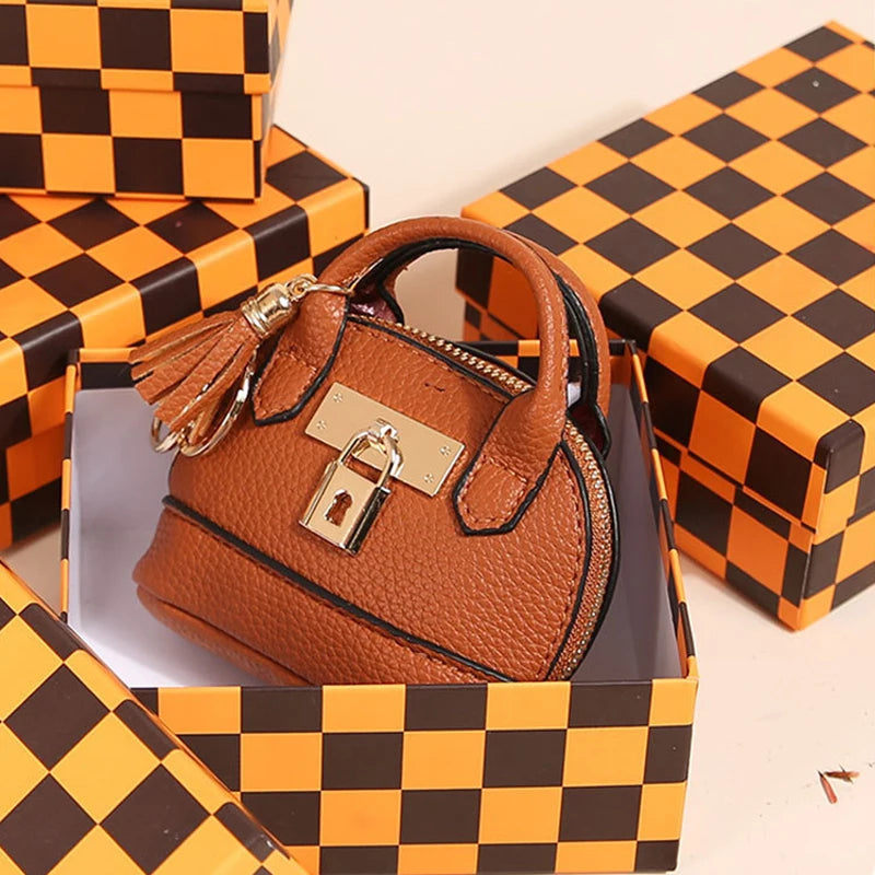 Mini Leather-Look Coin Purse with Keychain