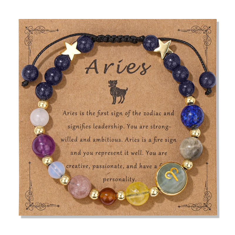 12 Zodiac Signs Natural Stone Bracelet