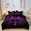 Gothic Triple Moon Starry Duvet Cover Set – Purple Botanical Mandala Bedding