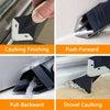 A set of five caulking tools shown in various angles demonstrating pushing, pulling, and shoveling techniques for sealing gap