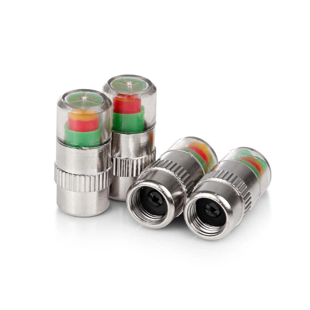 Tire Pressure Monitoring Valve Caps with Color Alert Indicators (4-Pack)