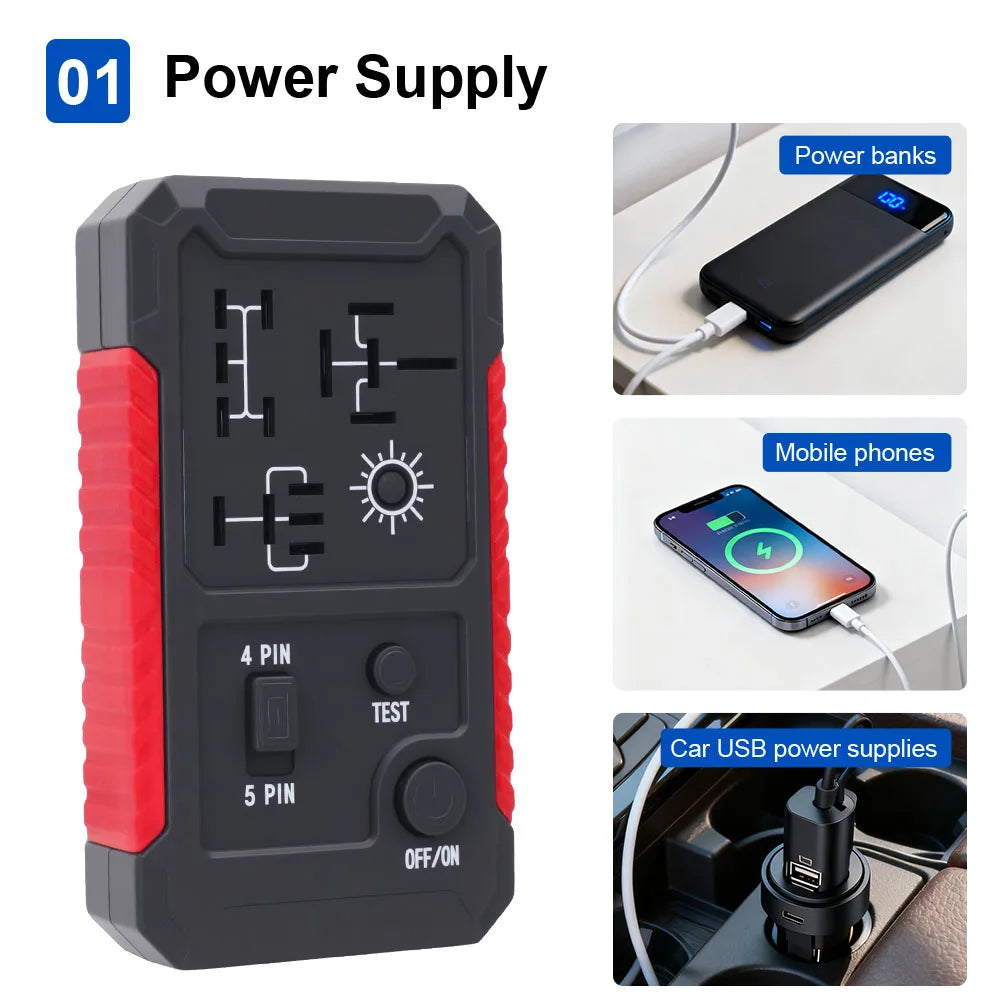 12V Automotive Relay Tester with LED Indicators