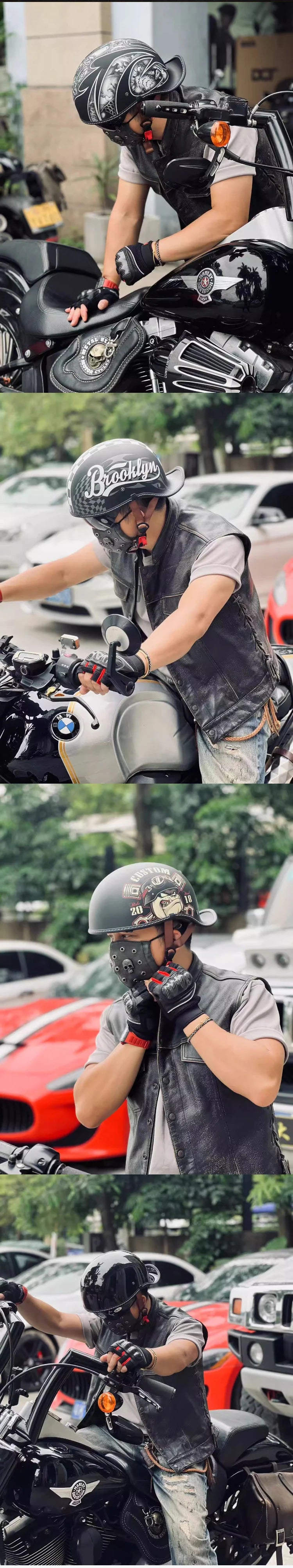 Retro Half Helmet for Men and Women – Lightweight Commuter Cruiser Motorcycle Helmet