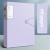 A purple A4 expanding file organizer with clear pocket dividers and a separate 60 page insert.