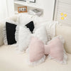 Decorative Bow Cushion with Lace Trim