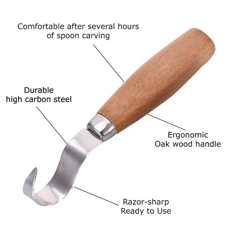 Wood Carving Knife with Ergonomic Wooden Handle