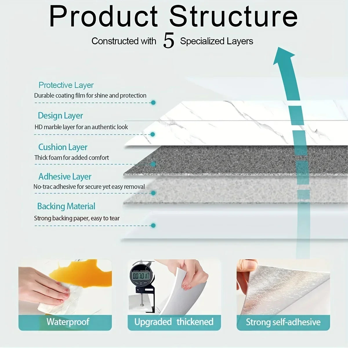 Waterproof Marble Peel and Stick Wall Tiles