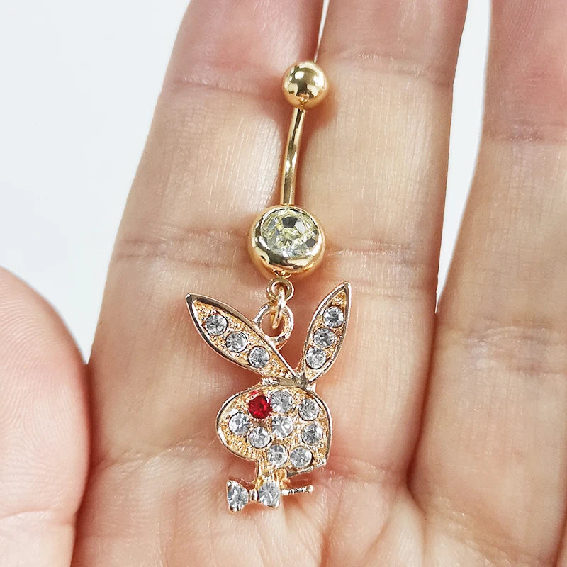Gold Bunny Belly Button Piercing Ring