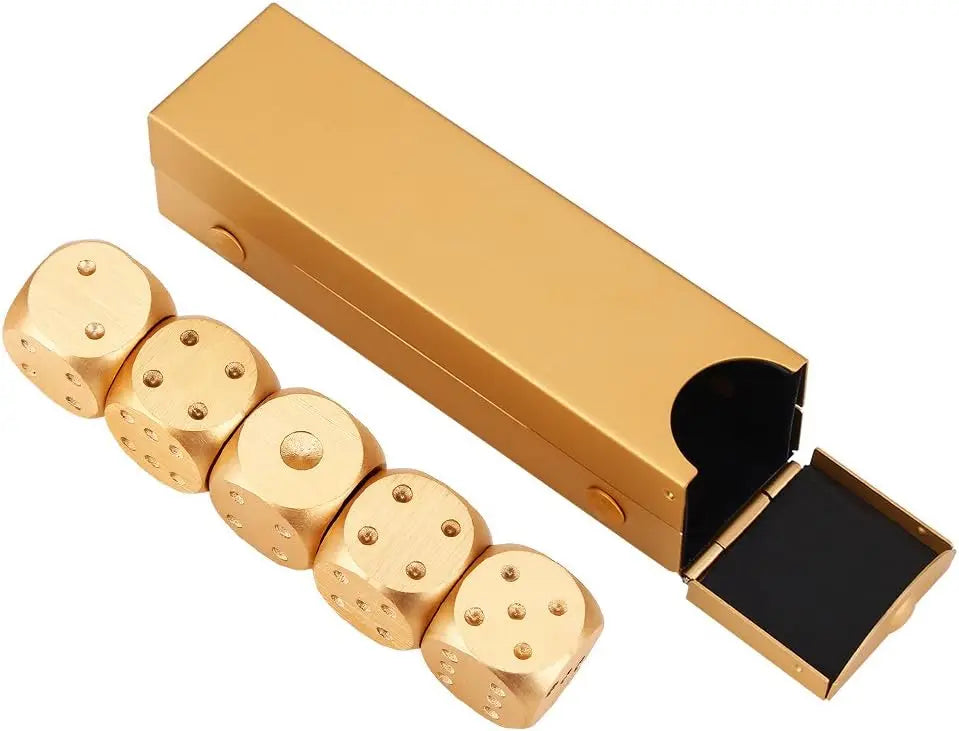 Precision Aluminum Alloy Dice Set – 5 Metal Dice with Storage Box