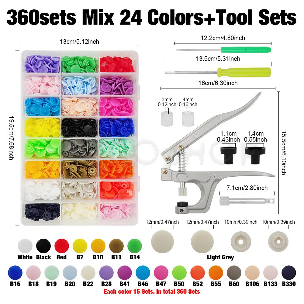 Snap Fastener Pliers Kit with Resin Buttons for Sewing and DIY Projects