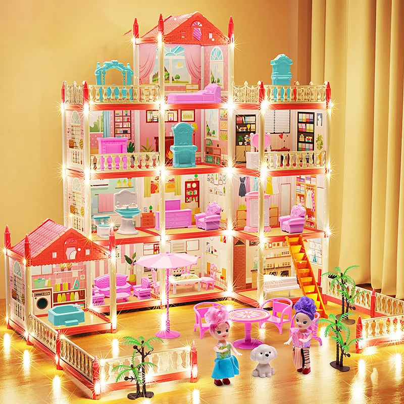 Enchanted Princess Castle DIY Dollhouse with LED Lights