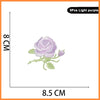 Five purple light embroidered rose patches for iron-on use