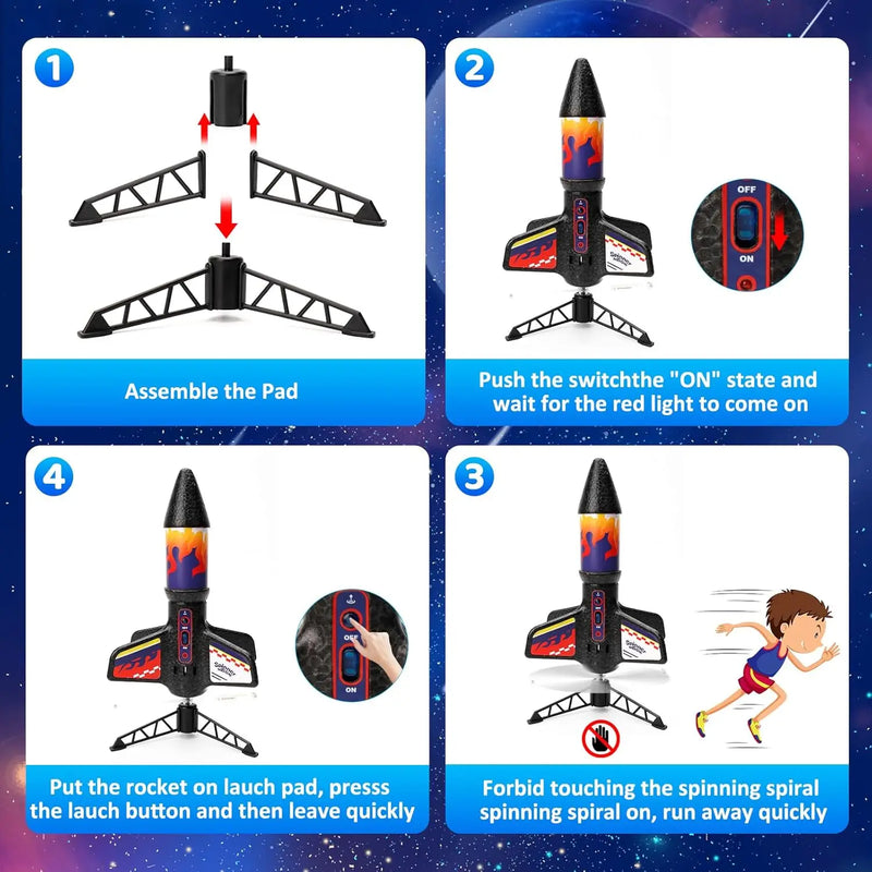 لعبة صاروخ كهربائي للإطلاق مع مظلة وأنوار LED