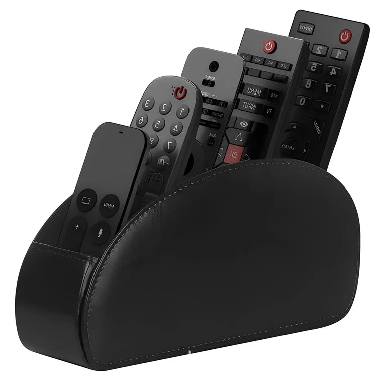 PU Leather Remote Control Organizer with 5 Compartments