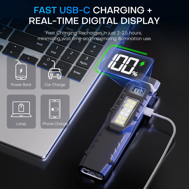 Compact LED Flashlight with Digital Display